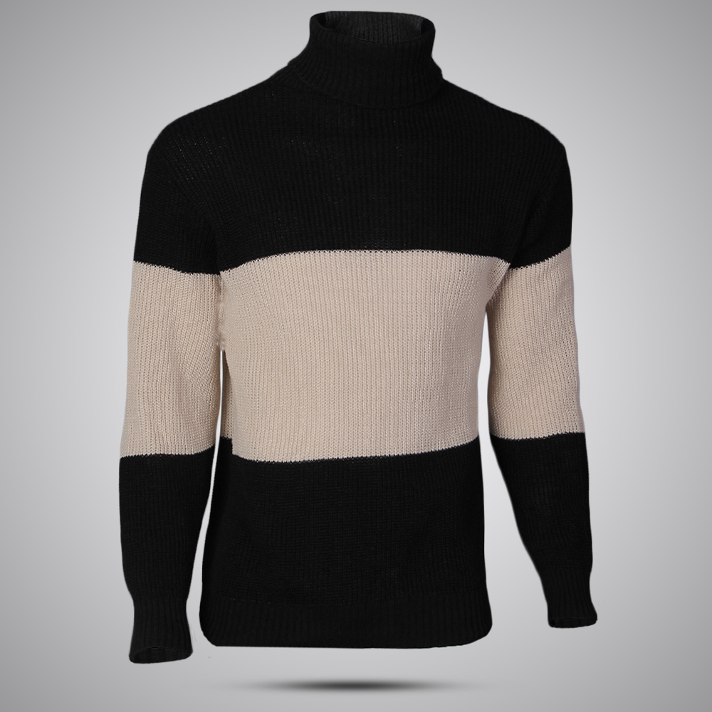 بافت یقه اسکی مشکی کرم